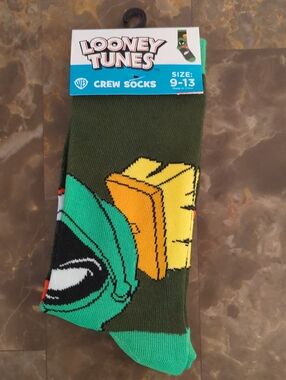 Warner Bros. Marvin the Martian Olive Green Crew Socks